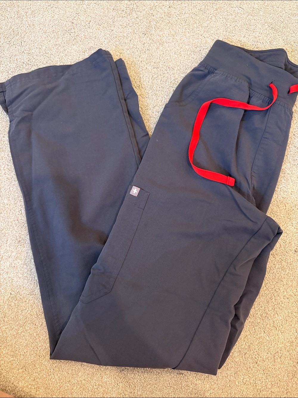 Figs women's Navy Jogger Scrub Pants with Red Drawstring